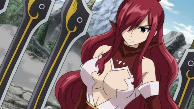 Erza Scarlet (??????????, Eruza Suk?retto) is a nineteen-year-old S-Class swordswoman of Fairy Tail who is nicknamed 